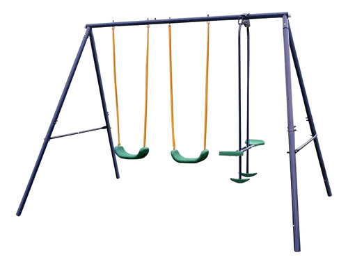 Juego De Columpios, Balancín 4 Niños Jardín Exterior Premium