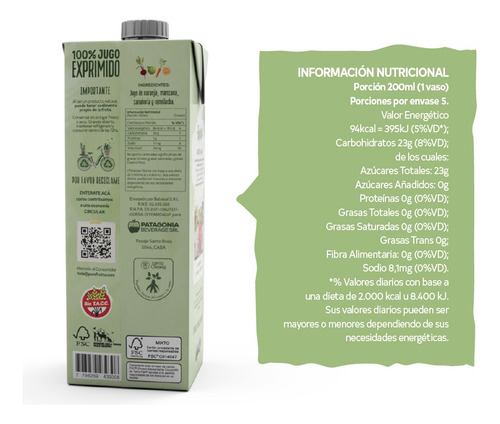 Caja De 8u - Jugo Blend Detox - Pura Frutta