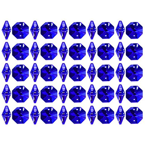 50 Piezas De Gotas De Cristal Octagonales De Color Azul...