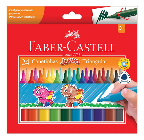 Faber-castell Caneta Hidrografica Jumbo Triangular 24 Cores