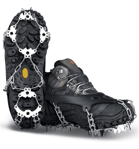 Crampones Para Botas De Nieve, 24 Puntas. Talle L - Negro.