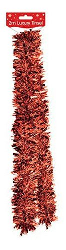 Navidad Decoración Navideña 2m 6.5ft Oropel Rojo Negro Plata