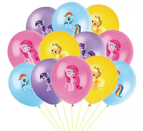 Juego 12 Globos Látex Caricatura My Little Pony Cumpleaños