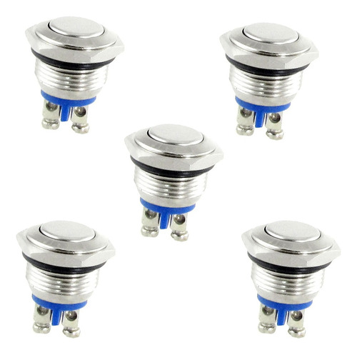 Kit 5 Piezas Push Boton Metalico Switch 16mm 12v 3a 24v Ip65