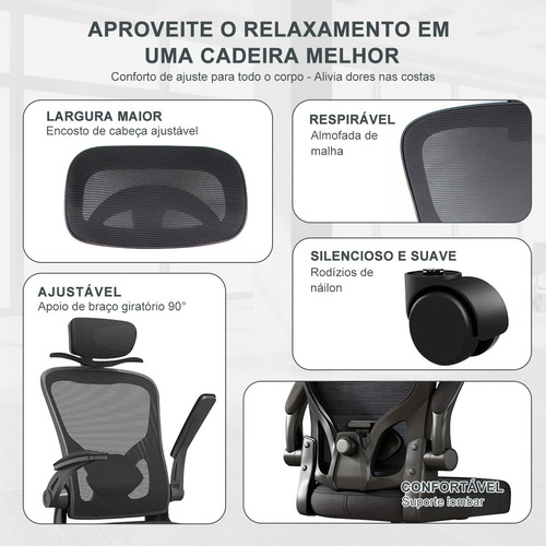 Cadeira Escritorio Python Fly Ergonomica Lombar Giratório Su
