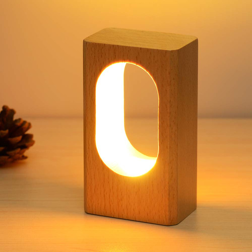 Lampara Led Escritorio Madera Luz Nocturna Para Mesa