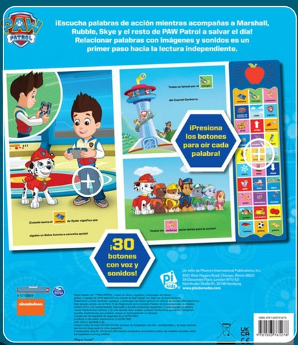 Libro Palabras En Acción Paw Patrol Nickelodeon 30 Sonidos