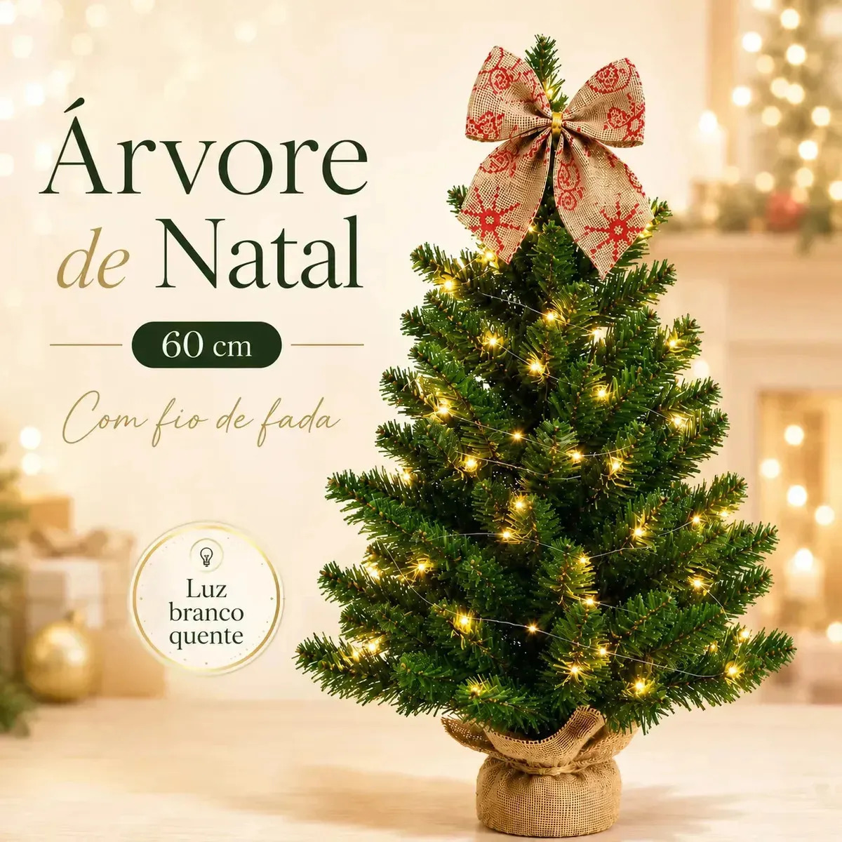 Arvore De Natal De Mesa Luxo Decorada Cheia Pinheiro Premium Tradicional Enfeitado Enfeite Decoração Natalina 60cm - Petite Flô