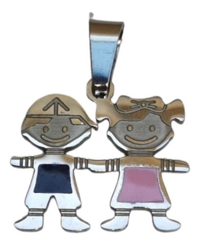 Dijes Hijos Nenes Nenas Acero Quirúrgico + Cadena Color Nena Y Nene