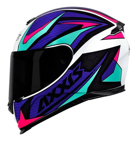 Capacete Axxis Eagle Power Gloss White Purple Tifany