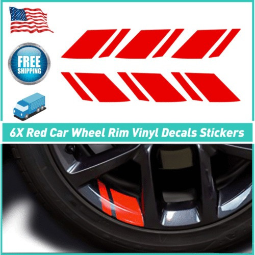 6* Red Reflective Sticker Car Wheel Rim Vinyl Decal Auto  Mb