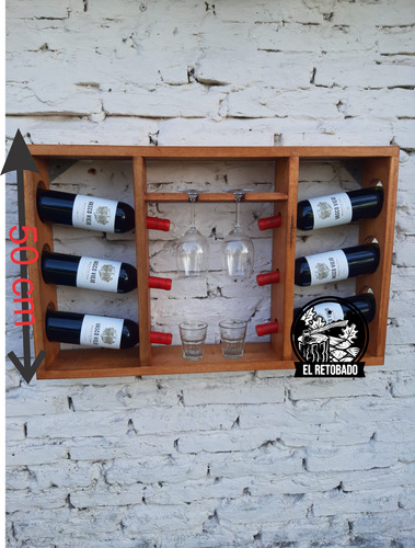 Vinoteca Porta Vinos Bodega Colgante De Madera Mod.tacca Caoba