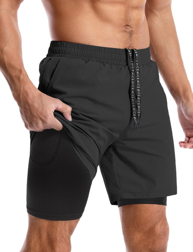 Aolesy Pantalon Corto Correr 2 1 Para Hombre Secado Rapido