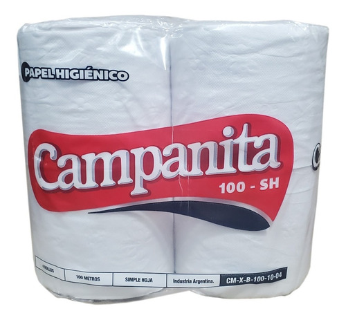 Papel Higienico Campanita Soft Xxl Pack 4 Rollos De 100 Mts