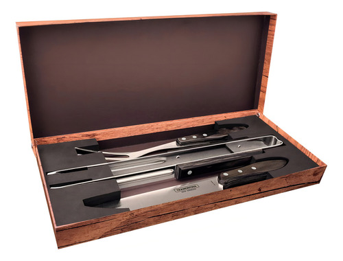 Kit de tallado Tramontina, mango de madera de acero inoxidable, 03 piezas