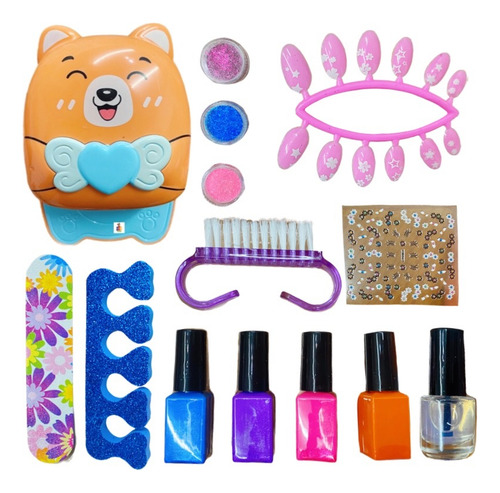 Set Decoración De Uñas Con Secador Eléctrico Juguete Osito