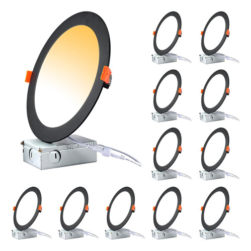 Luz Empotrable Led De 8 Pulgadas, Sin Lata, Regulable Y 3 Te