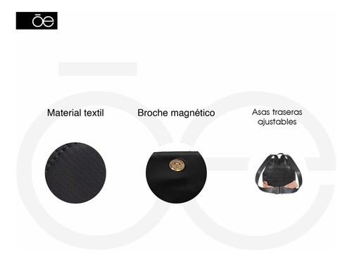 Mochila Cloe Para Mujer Mediana Acolchada Textil Color Negro
