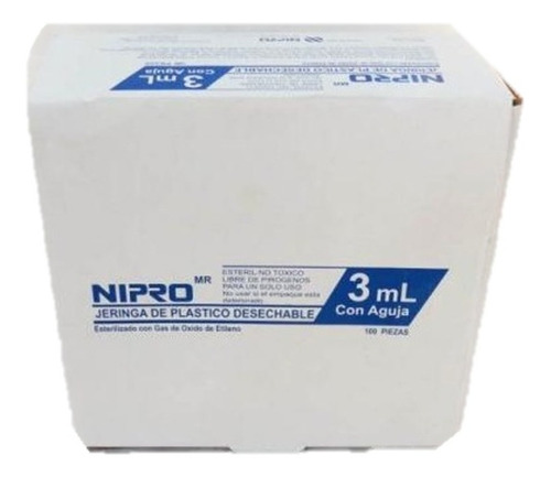 Jeringa Con Aguja 3ml Nipro 23g X 1 Luer Lock C/100