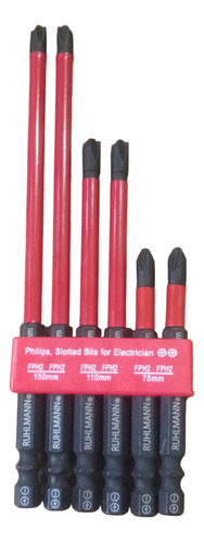 Set 6 Puntas Phillips Fph2 75-110-150mm Ruhlman Electricista