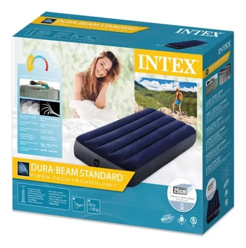 Combo Colchón Inflable Intex 1 Plaza + Inflador Manual 30cm - imagen 8