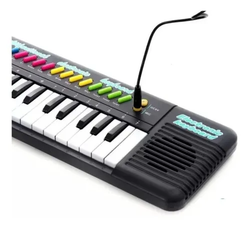 Teclado Musical Infantil com Microfone Preto no Atacado