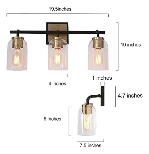 Zevni Lámpara De Tocador De Baño Con 3 Luces, Lámpara De Y X