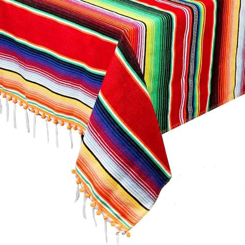 Aerwo Mantel De Sarape Con Manta Mexicana, Mantel De Fiesta 