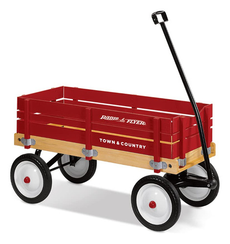 Wagon Radio Flyer Town And Country De Madera Para Niños, Roj