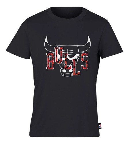 Polera Chicago Bulls Nba Mujer De Algodón Color Negro