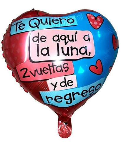 Globo Metalizado Forma Corazon Te Quiero De Aqui A La Luna