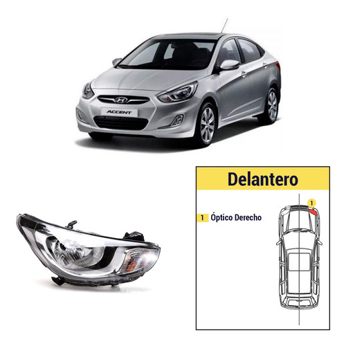 Óptico 5 Pines Derecho Hyundai Accent 2011 - 2015