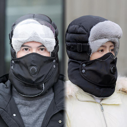Unisex Balaclava Bufanda Filtro Gafas Transparentes Negras