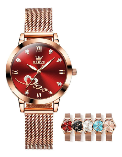 Reloj Elegante Con Correa De Malla De Cuarzo Para Mujer