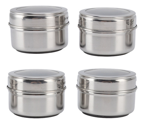 Tarros De Acero Inoxidable Para Especias, 4 Unidades, Con Ta