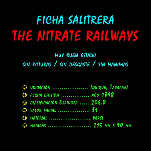 Imagen 3 de 4 de ¬¬ Ficha Salitrera Billete The Nitrate Railways $1 Token Zp