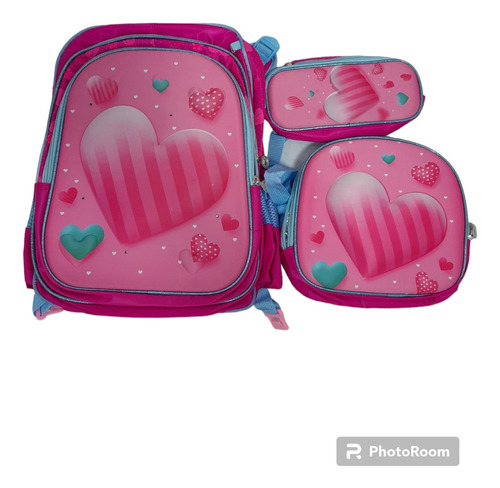 Set 3pc Mochila Con Rueda Escolar+lonchera+cartuchera Niños