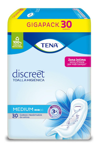 Toallas Tena Mujer Medium X30 Und