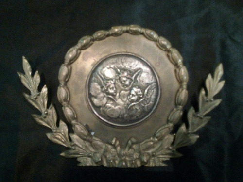 Antiguo Adorno Para Cuna De Bebé, Bronce Y Platina