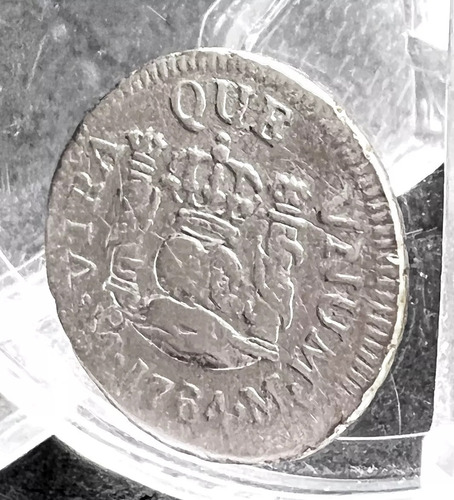 Moneda 1/2 Real Columnaria Plata Original 1764 Mexico Mo