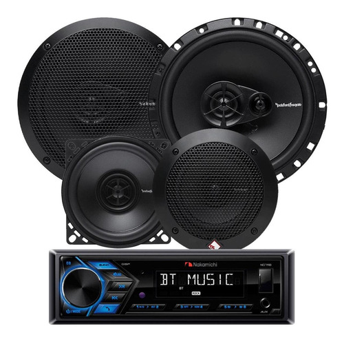 Combo Estereo Nq711b + Parlantes Rockford 4 Y 6 Pulgandas