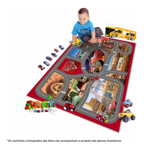 Imagem 1 de 2 de Tapete Lúdico Lona Pista Carros Mcqueen Disney Pixar Tp20p