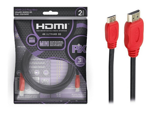  Pix Cabo Hdmi Para Câmera Fotográfica Mini Hdmi X Hdmi 2 Metros