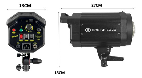Tocha Flash 250 W P/ Estúdio Fotográfico Greika Eg-250 110v