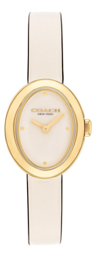 Reloj Coach Caja Ovalada, Acero, Correa Cuero, Dial Sunray