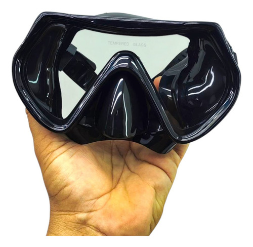 Kit Mergulho Profissional Máscara E Snorkel Praia Piscina Cor Todo Preto