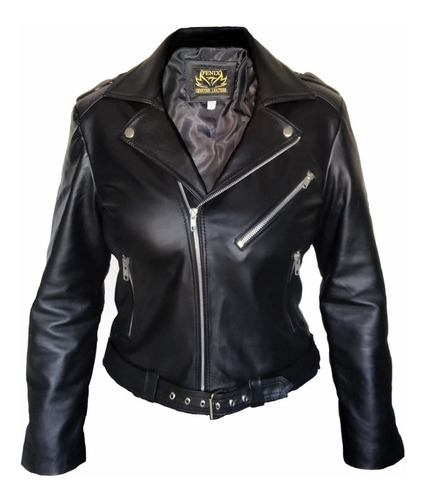 Chamarra Rockera Biker Para Mujer Modelo Fenix 100% Piel 