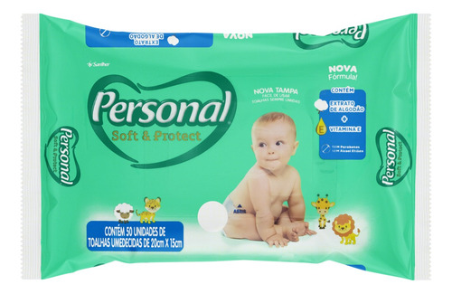 Toalhas umedecidas Personal Soft & Protect em pacote 50 u