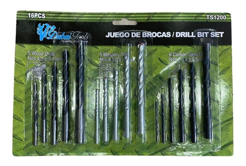 Juego Brocas X 16 Pcs Madera Muro Y Metal Herramienta Manual