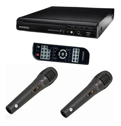 Dvd Player Karaokê Canto  Microfone Duplo Musical Mp3 Usb Nf